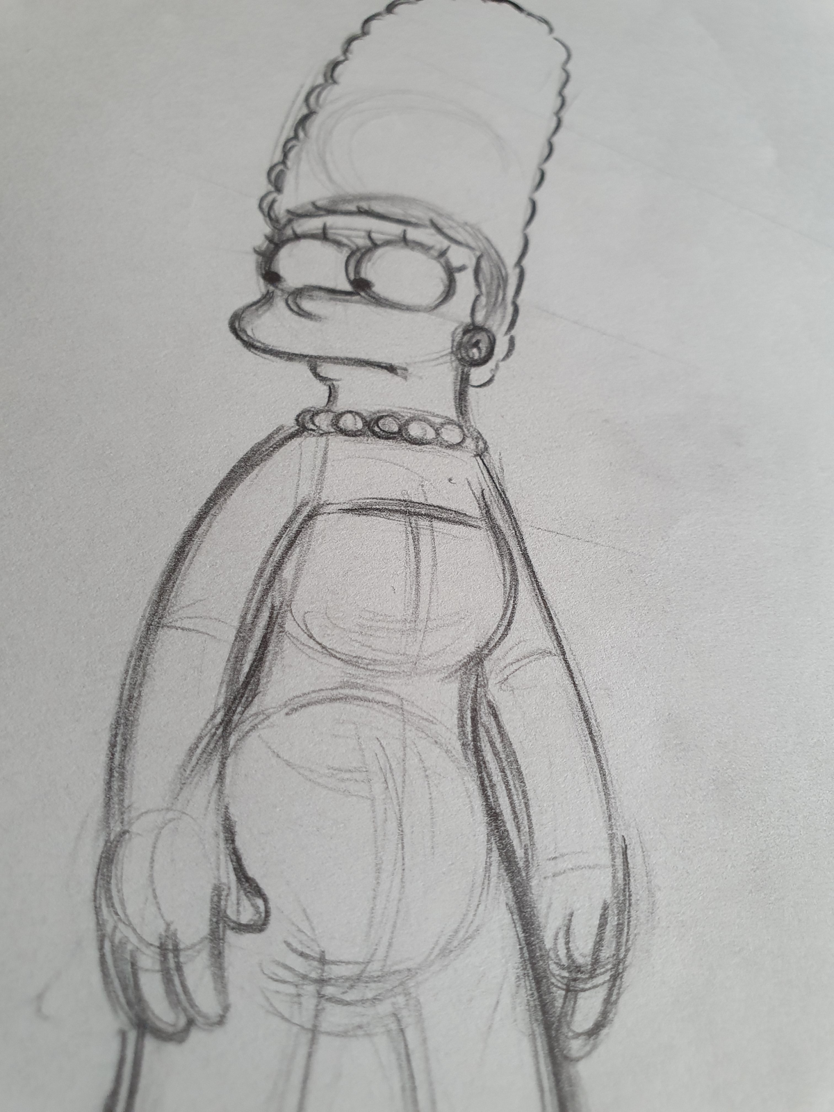 Marge Simpson va se mettre en colère. Storyboard sketch