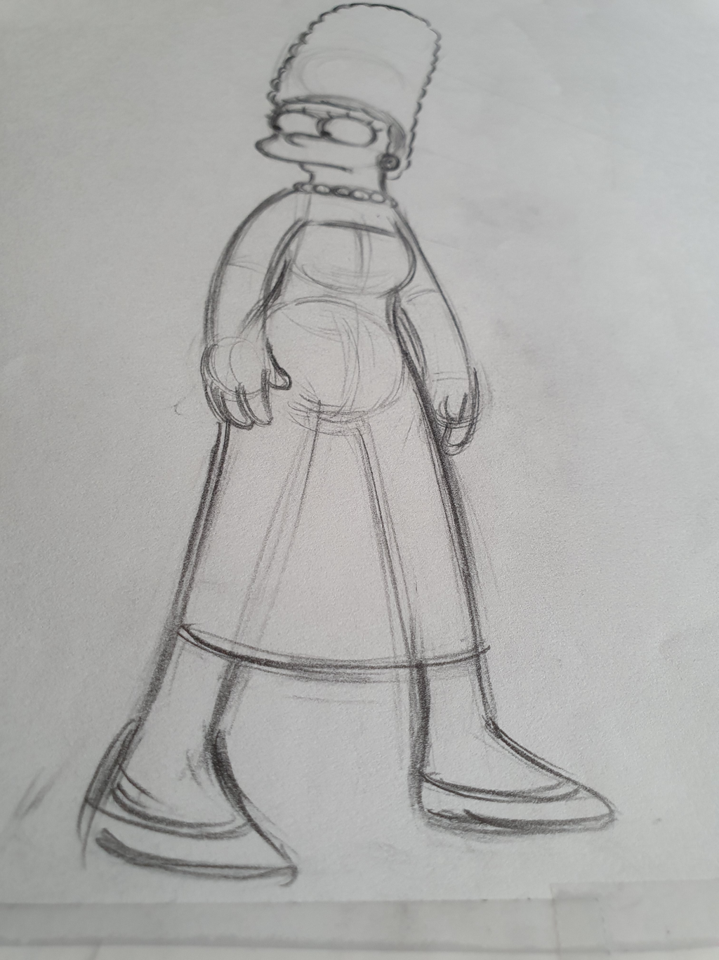 Marge Simpson va se mettre en colère. Storyboard sketch