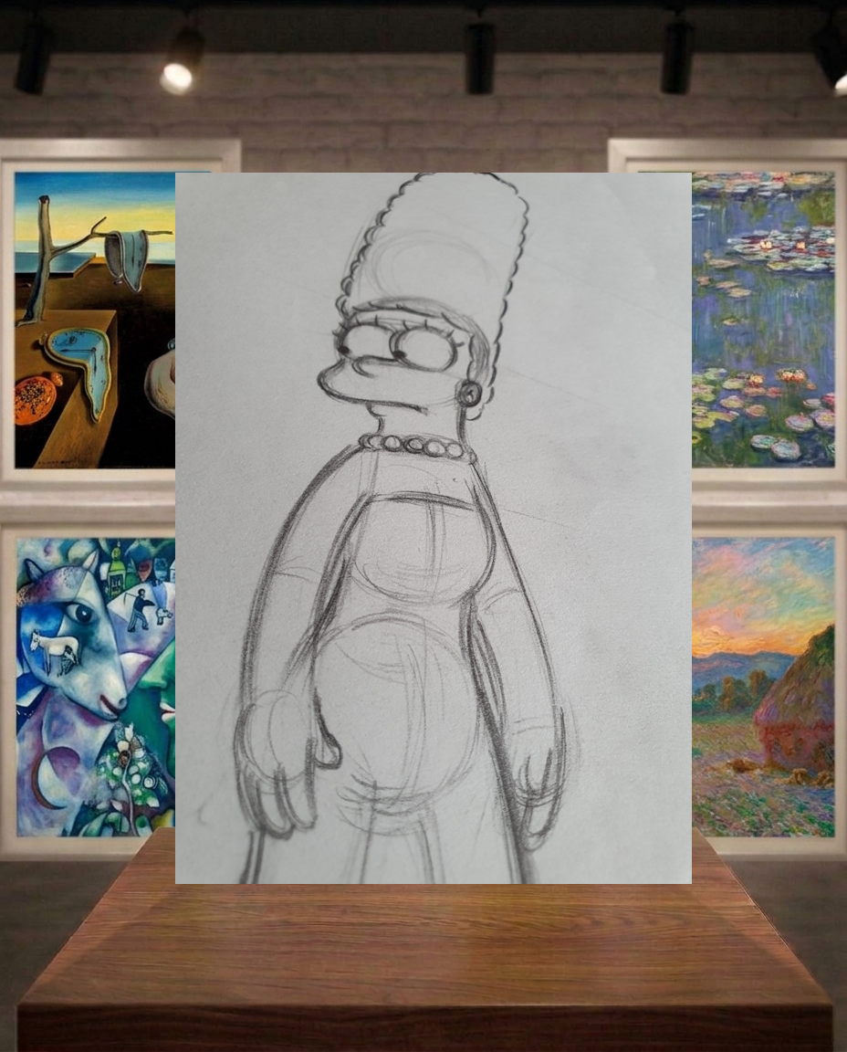 Marge Simpson va se mettre en colère. Storyboard sketch