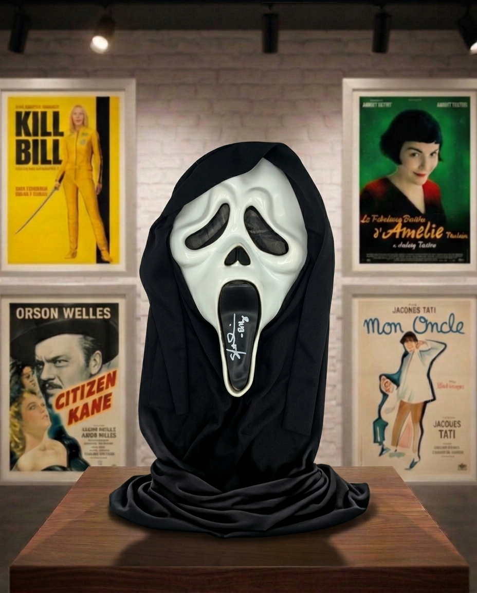 Masque Ghostface Scream avec autographe de Skeet Ulrich. Beckett