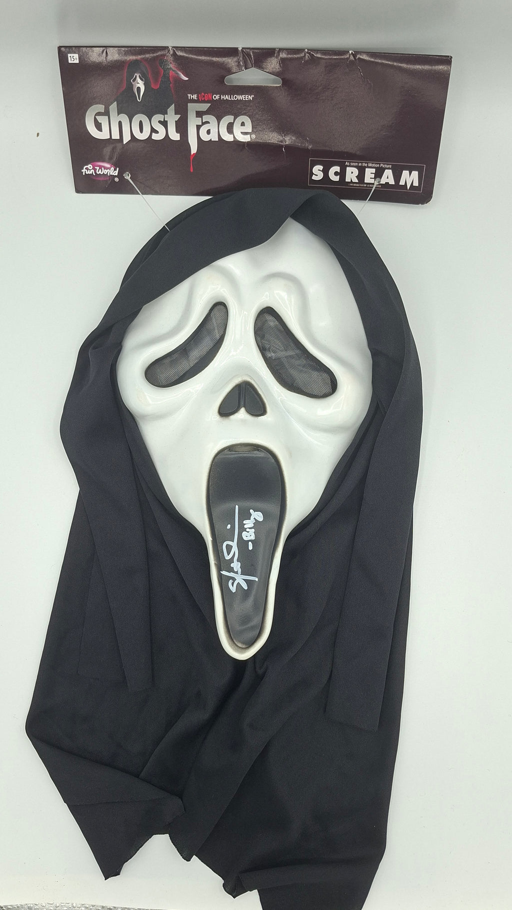 Masque Ghostface Scream avec autographe de Skeet Ulrich. Beckett