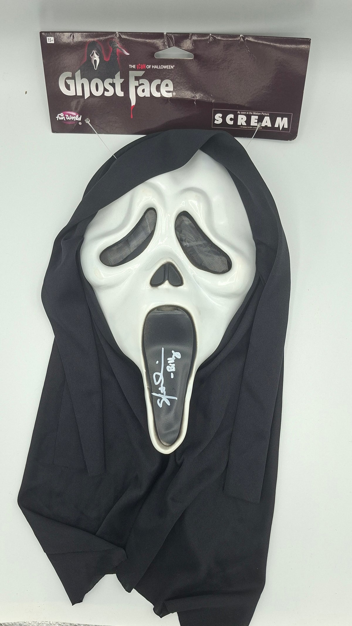 Masque Ghostface Scream avec autographe de Skeet Ulrich. Beckett