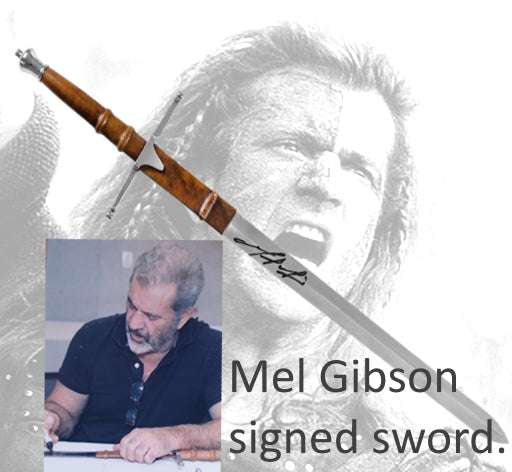 Machette Braveheart signée par Mel Gibson. Certificat d'authenticité avec photo