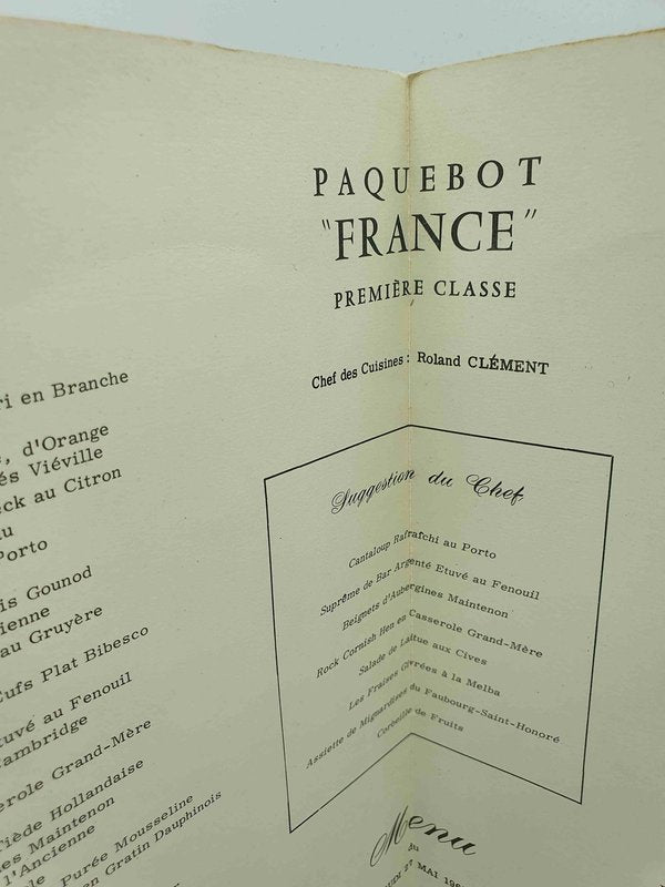 Exceptionnel Menu du Paquebot France 1965 - Pourpre