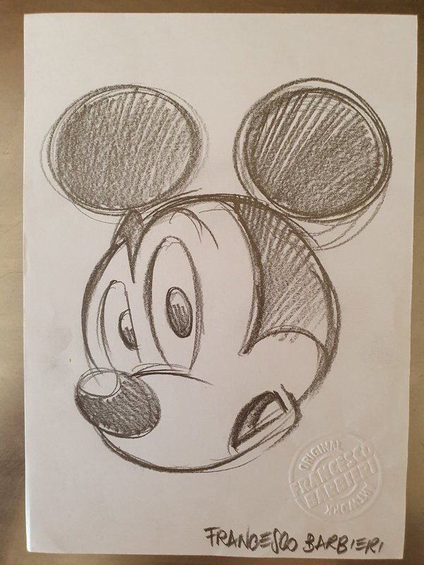 Mickey Mouse surpris dessin original par l'artiste Disney Francesco Barbieri