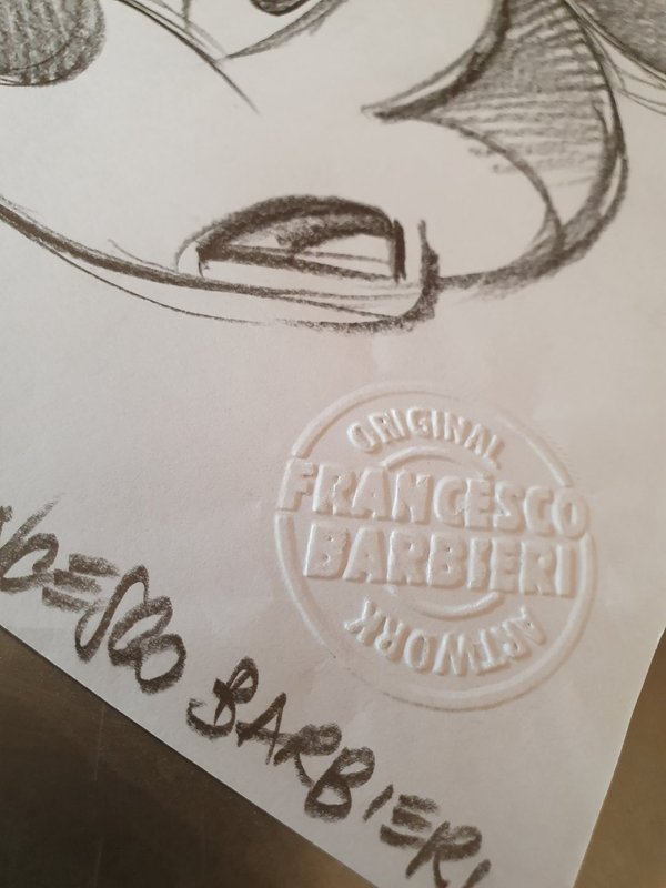 Mickey Mouse surpris dessin original par l'artiste Disney Francesco Barbieri