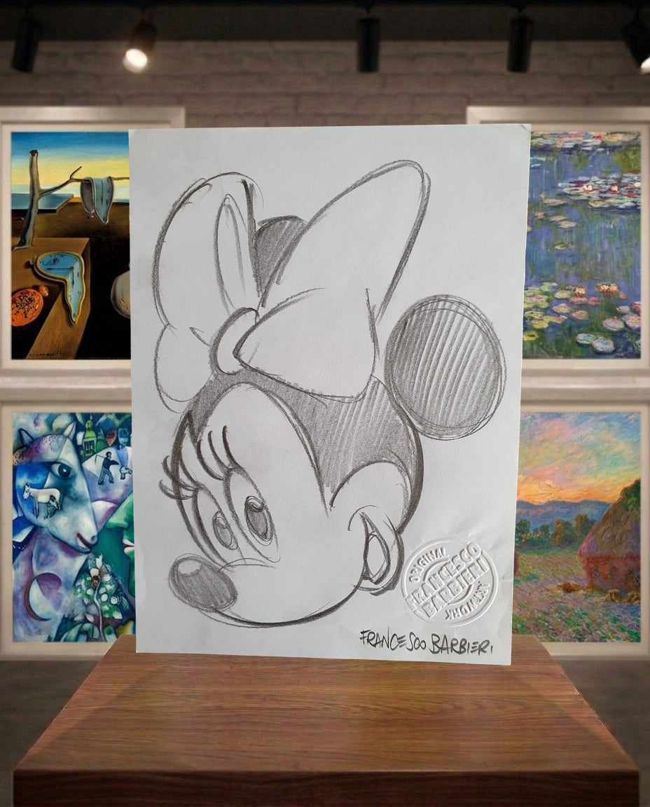 Minnie Mouse - Disney- dessin original par l'artiste Francesco Barbieri