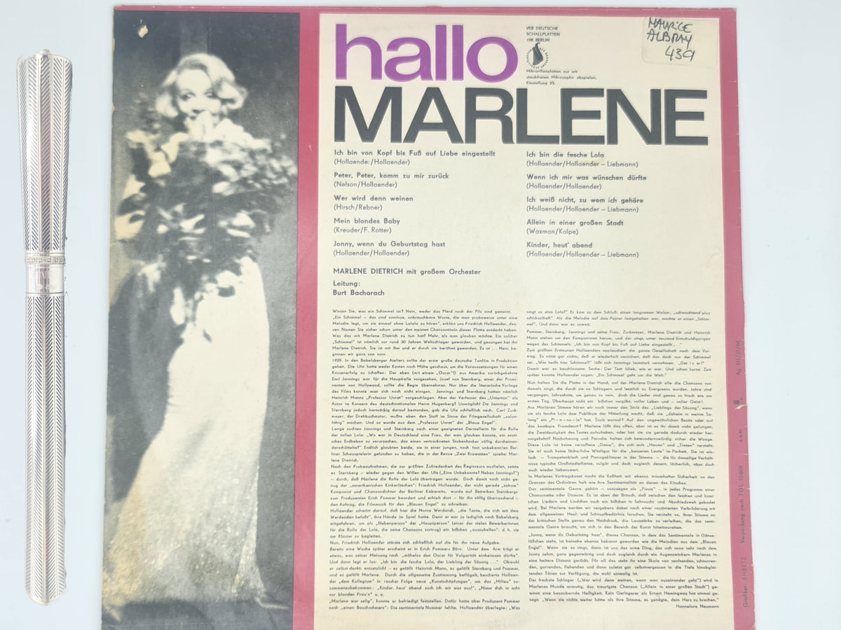 Stylo Montblanc et Autographe Marlene Dietrich. Edition limitée 1901 Commémoration et album vinyle