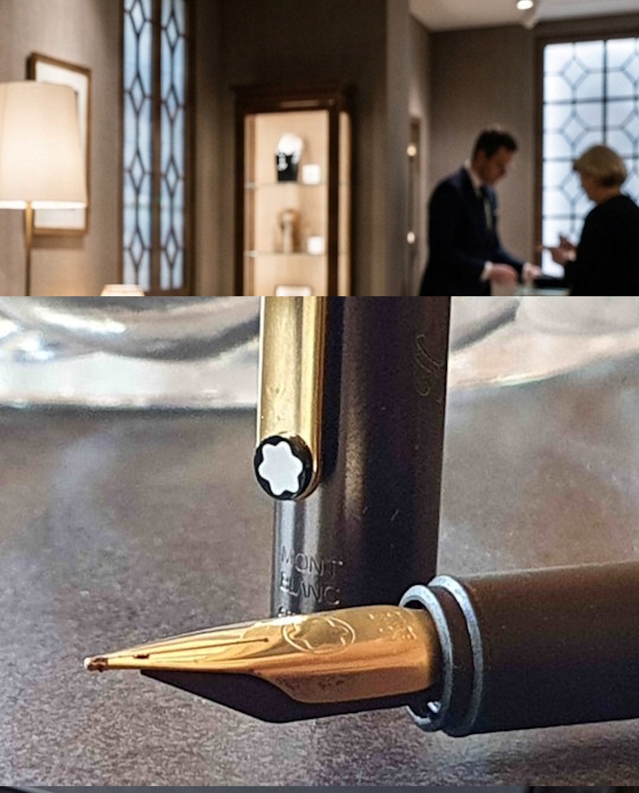 Stylo plume Montblanc fin argenté