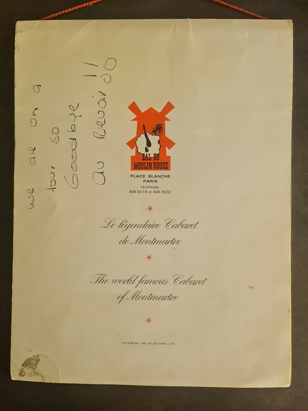 Programme de 1976 du Moulin Rouge avec autographes