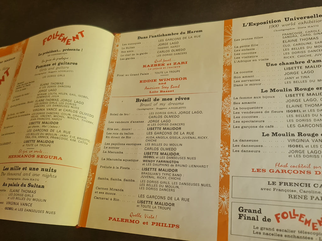 Programme de 1976 du Moulin Rouge avec autographes