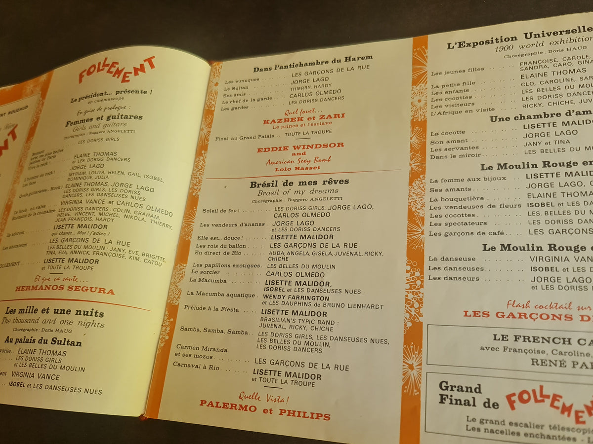 Programme de 1976 du Moulin Rouge avec autographes