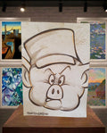 Naf-Naf, Les trois petits cochons, Disney. Dessin original.