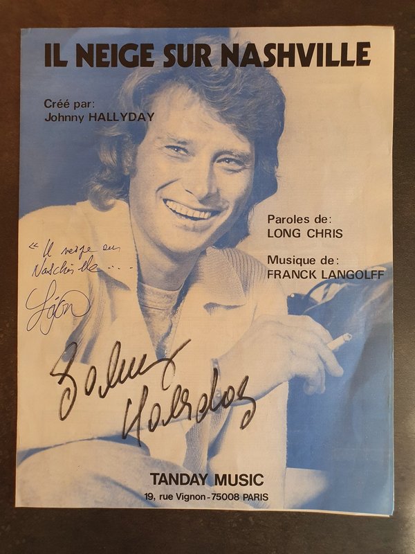 Johnny Hallyday partition signée deux fois