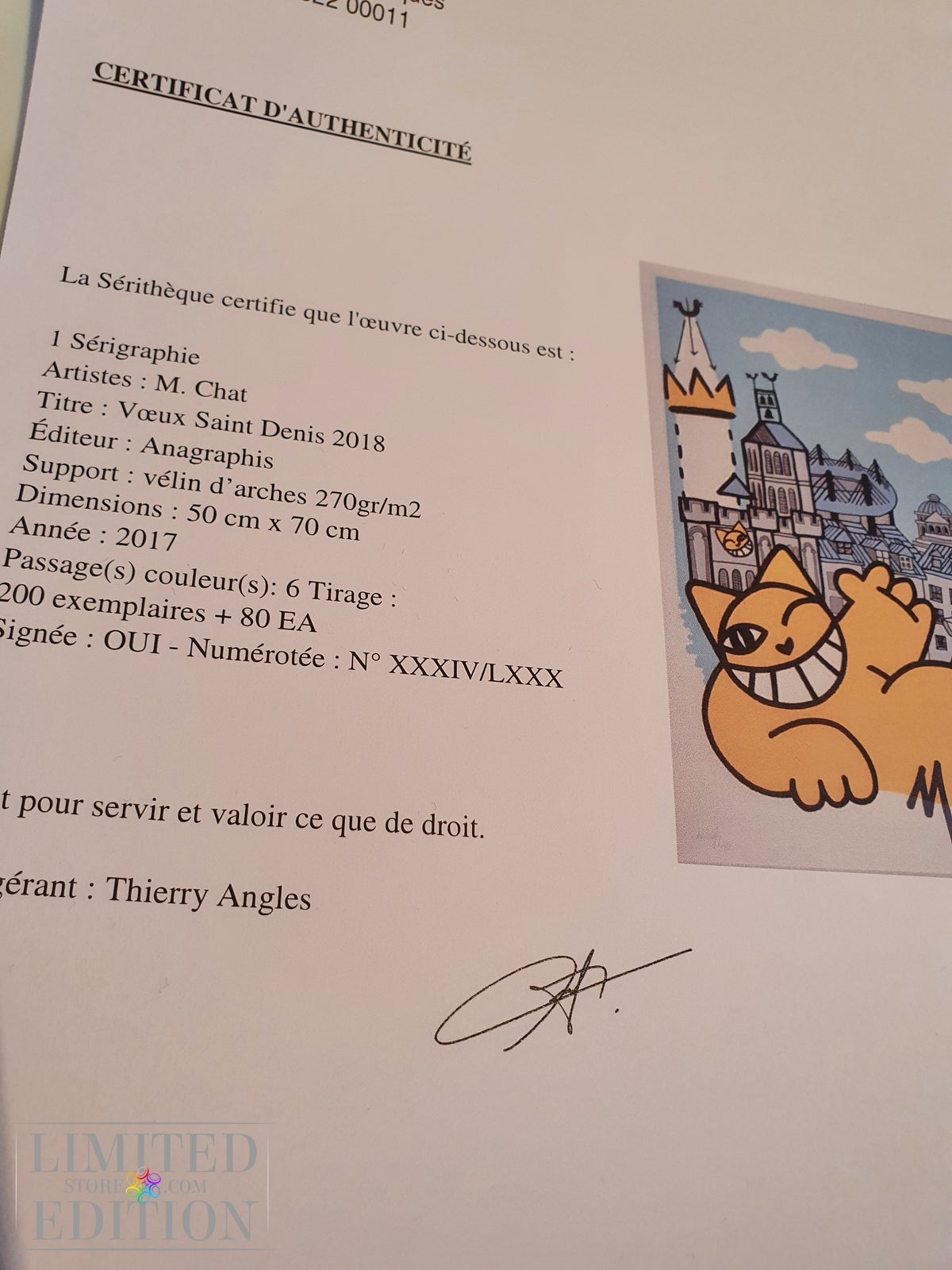 M CHAT Voeux de Saint-Denis sérigraphie