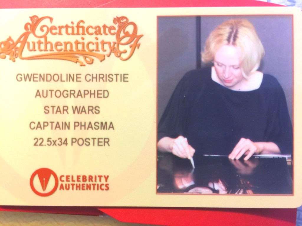 Affiche Poster 86x57 STAR WARS signé Gwendoline Christie Phasma