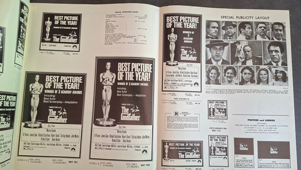 Press Book et Manuel de Merchandising pour le film The Godfather - Brando Pacino 1972