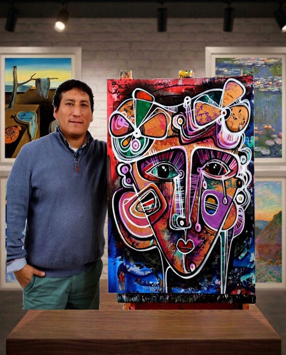 90x70 Acrylique "Princesa andina, noche de Amor"