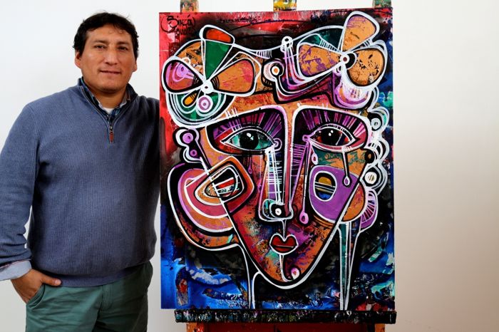 90x70 Acrylique "Princesa andina, noche de Amor"