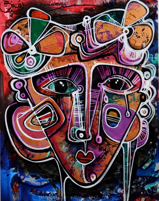 90x70 Acrylique "Princesa andina, noche de Amor"