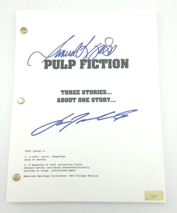 Script PULP FICTION signé par Samuel L Jackson et John Travolta Tarantino