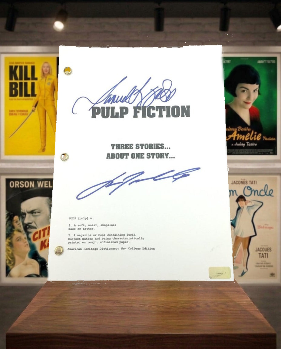 Script PULP FICTION signé par Samuel L Jackson et John Travolta Tarantino
