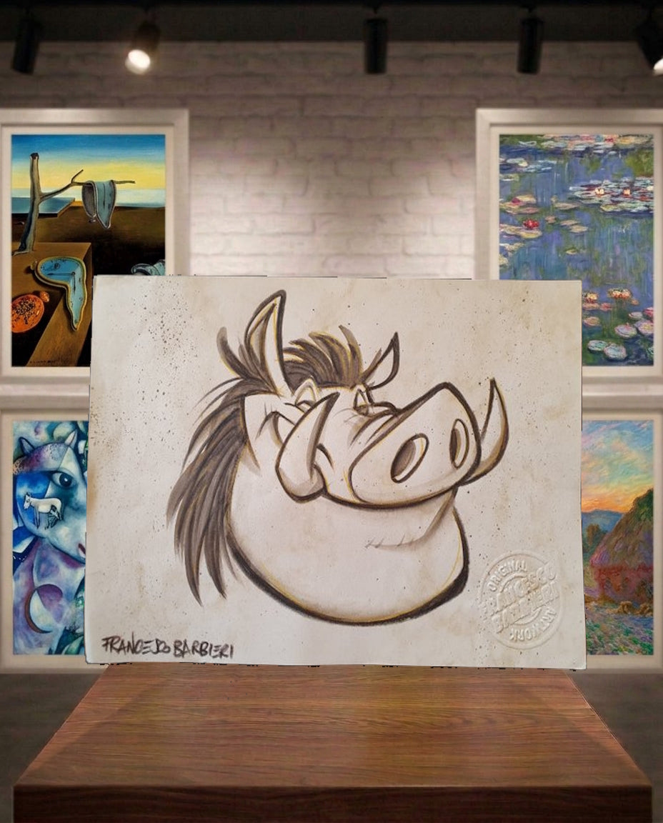 Pumbaa, le Roi Lion, Disney. Dessin original.