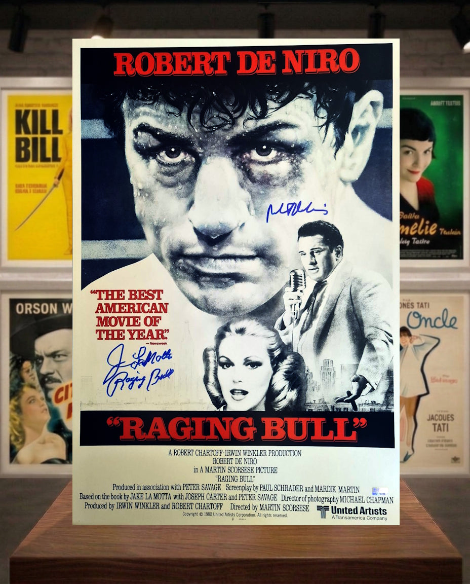 Raging Bull poster Edition Limitée signé par Robert De Niro et Jake Lamotta