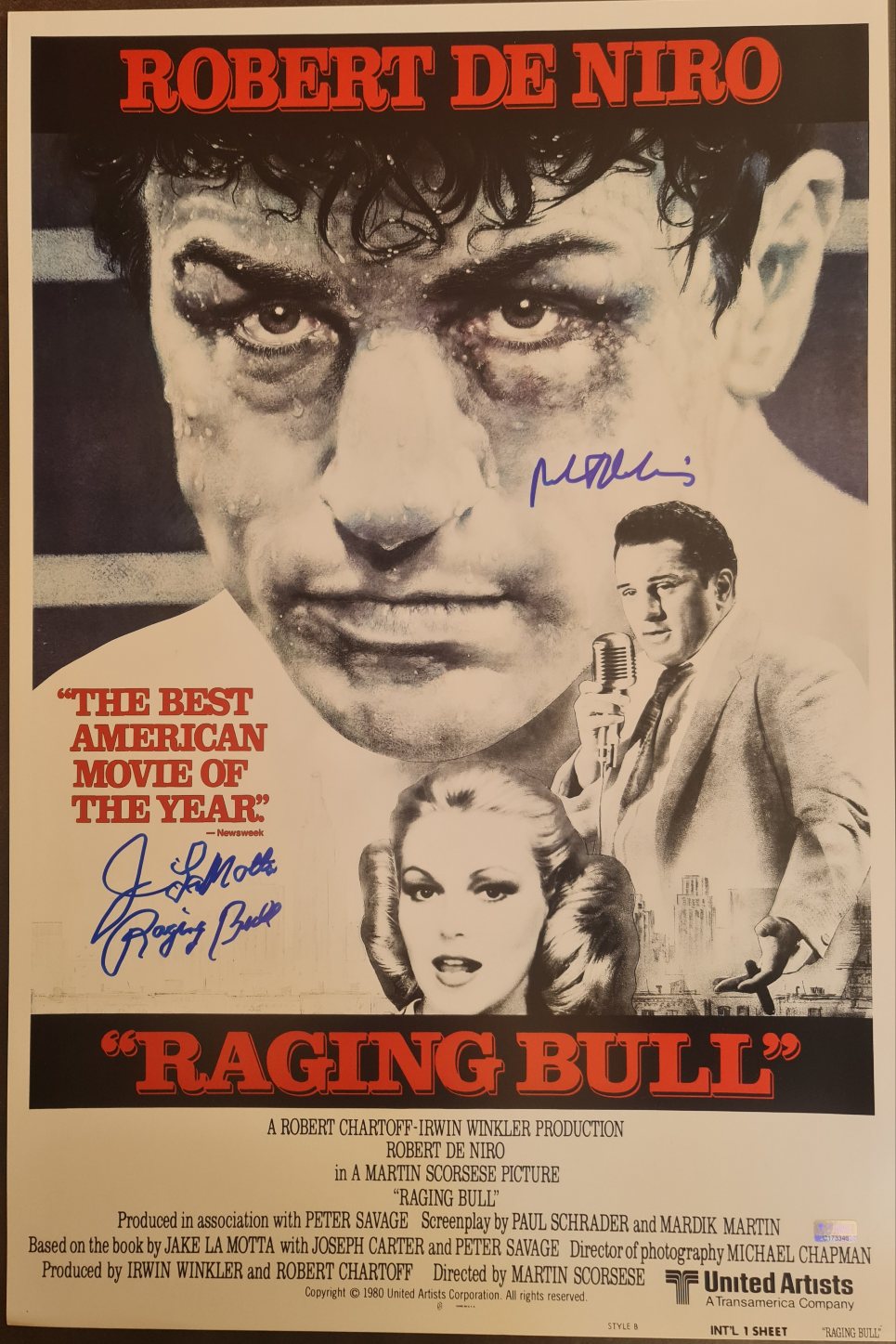 Raging Bull poster Edition Limitée signé par Robert De Niro et Jake Lamotta
