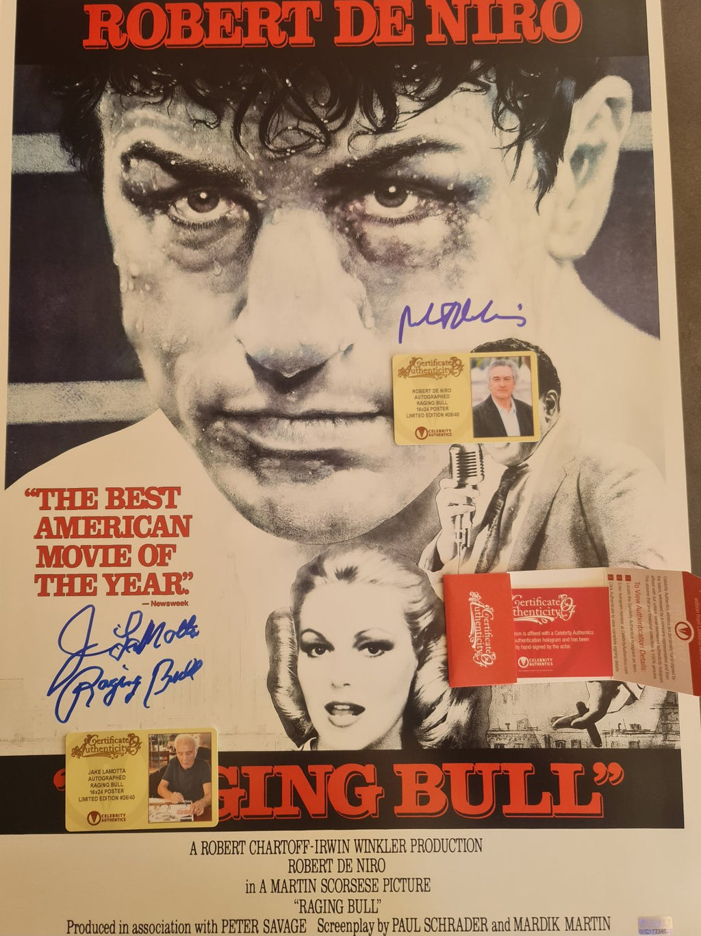 Raging Bull poster Edition Limitée signé par Robert De Niro et Jake Lamotta