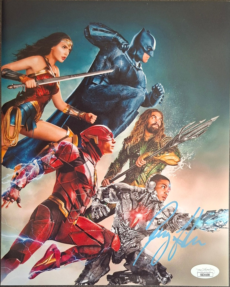 Poster Justice League avec autographe de Ray Fisher - DC COMICS - JSA