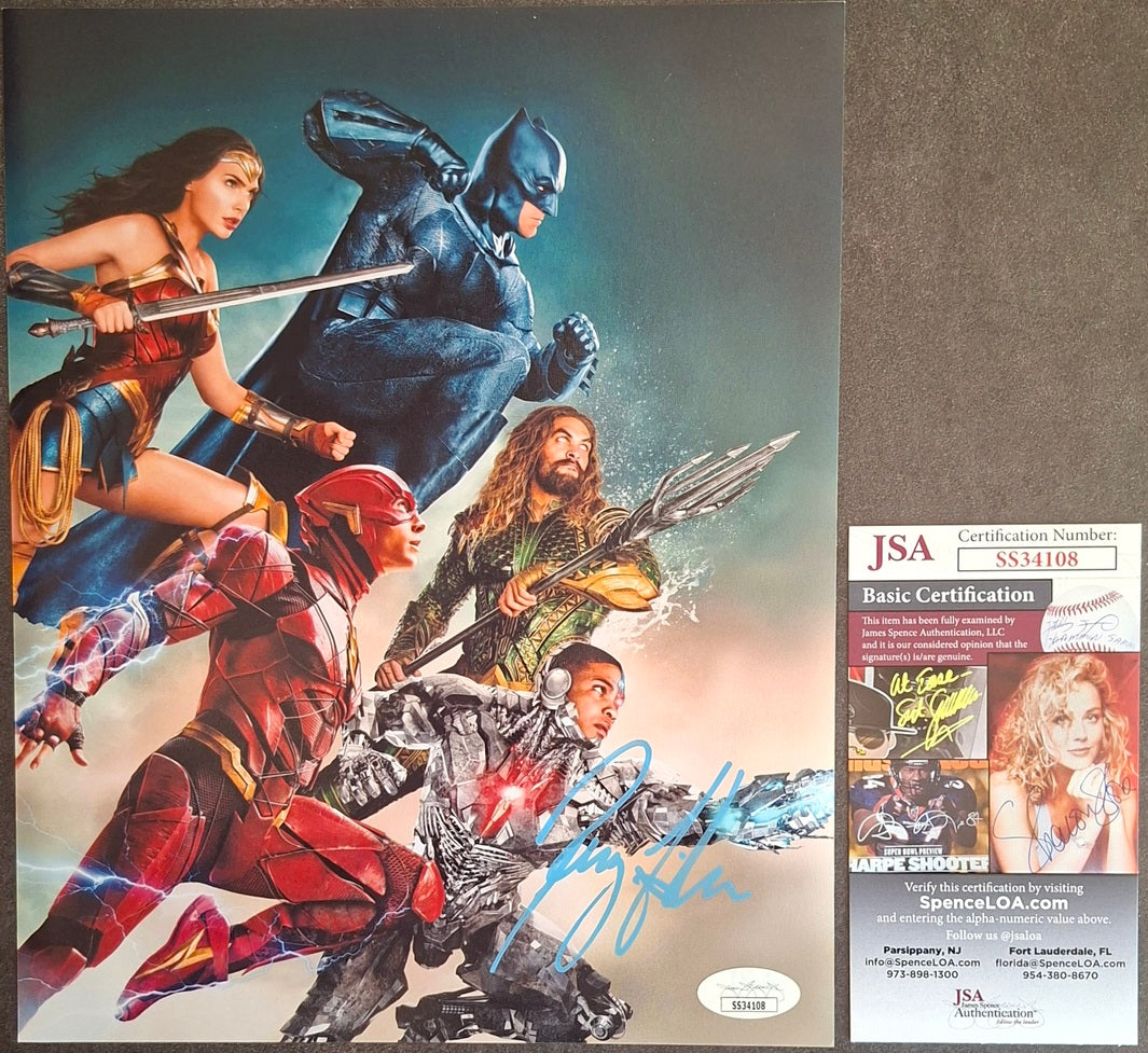 Poster Justice League avec autographe de Ray Fisher - DC COMICS - JSA