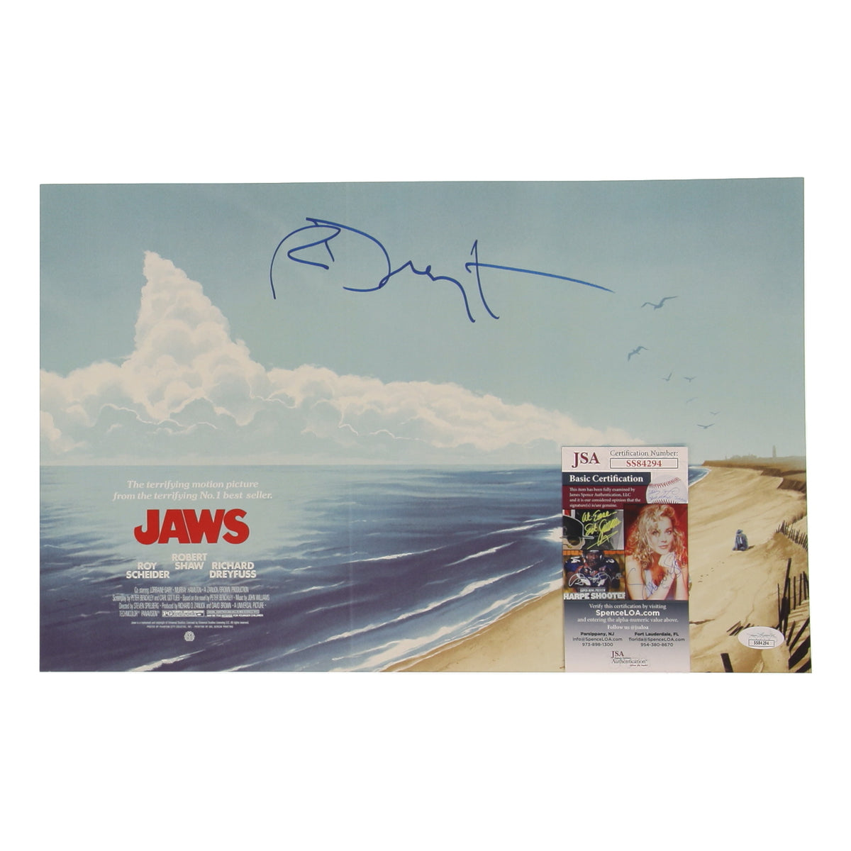 Poster Les dents de la mer signé par Richard Dreyfuss JSA