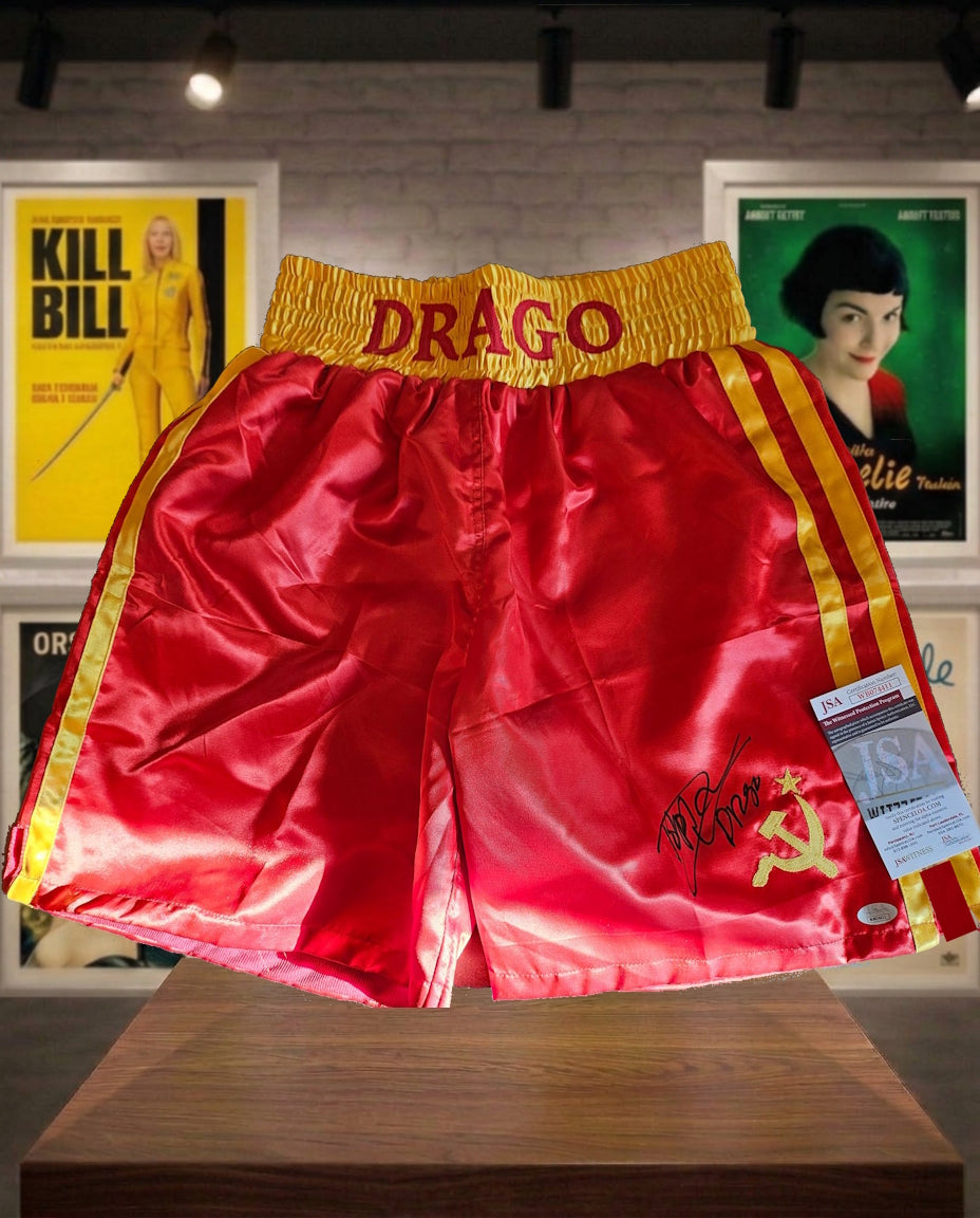 Short de boxe signé par Dolf Lundgren aka Drago, Rocky IV