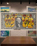 Street art sur billet de $1 par l'artiste 1305iO - Ladies bananas