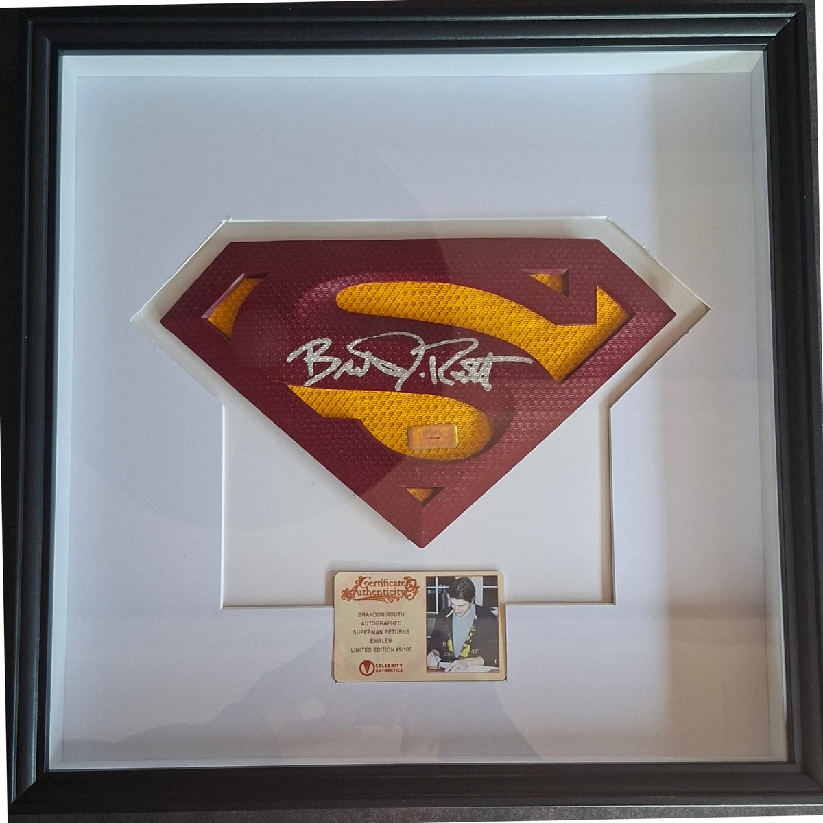 Emblème Superman signé par Brandon Routh - Celebrity Authentics