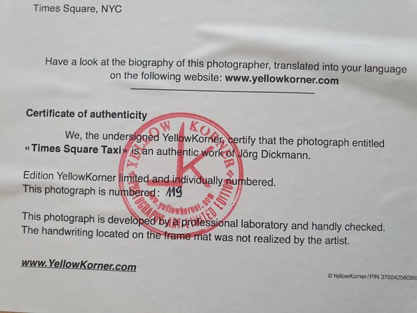 Times Square Taxi SOLD OUT limited edition picture