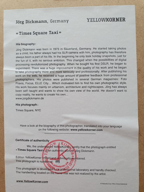 Times Square Taxi SOLD OUT limited edition picture