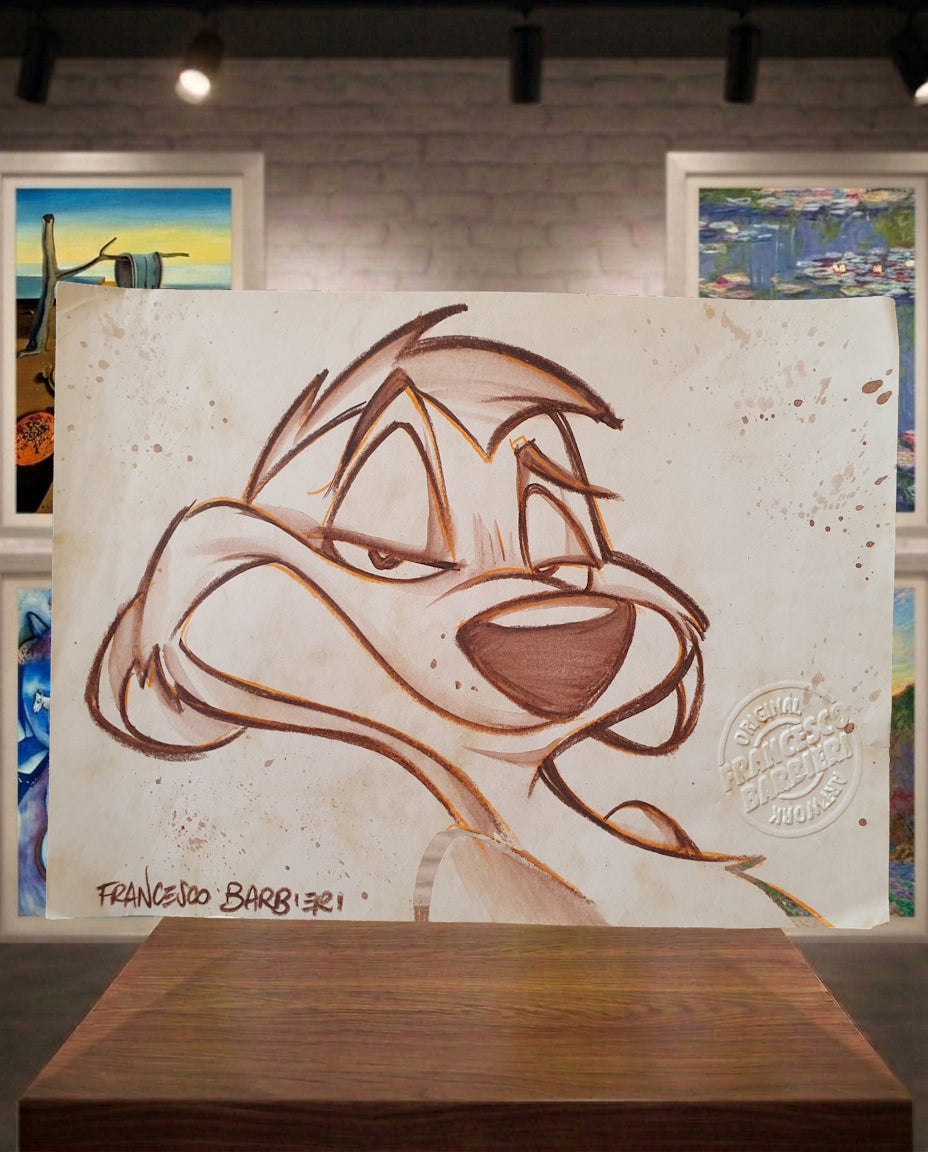 Timon (Le Roi Lion) dessin original de Francesco Barbieri