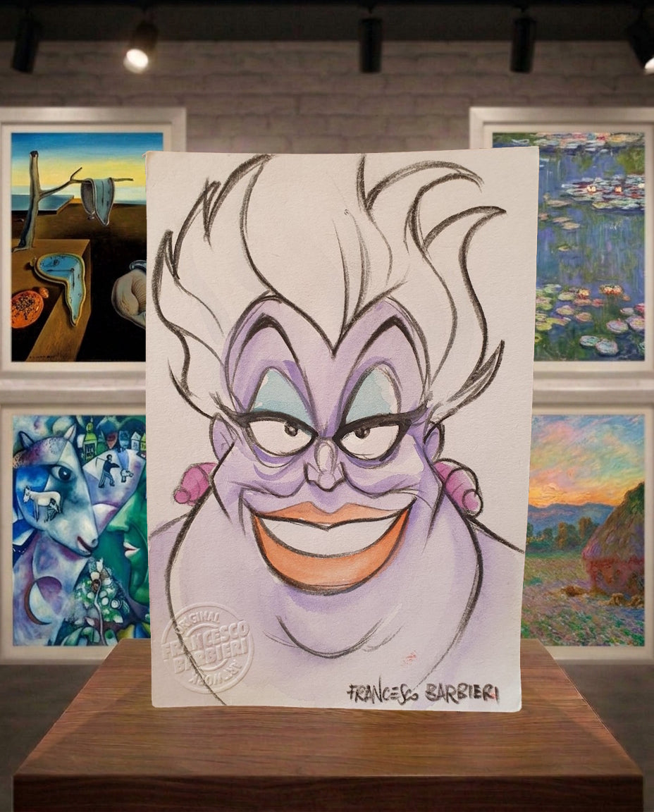 Ursula, La petite sirène, dessin original par Francesco Barbieri