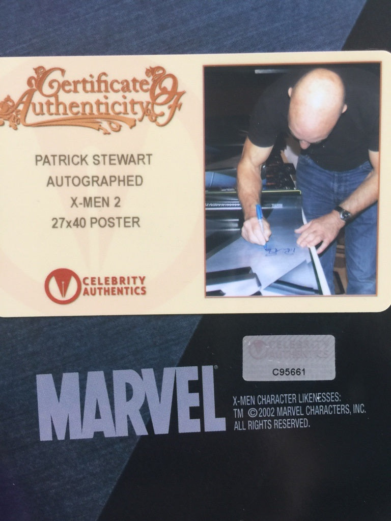 X-MEN 2 poster 101x68 signed by PATRICK STEWART Professor X