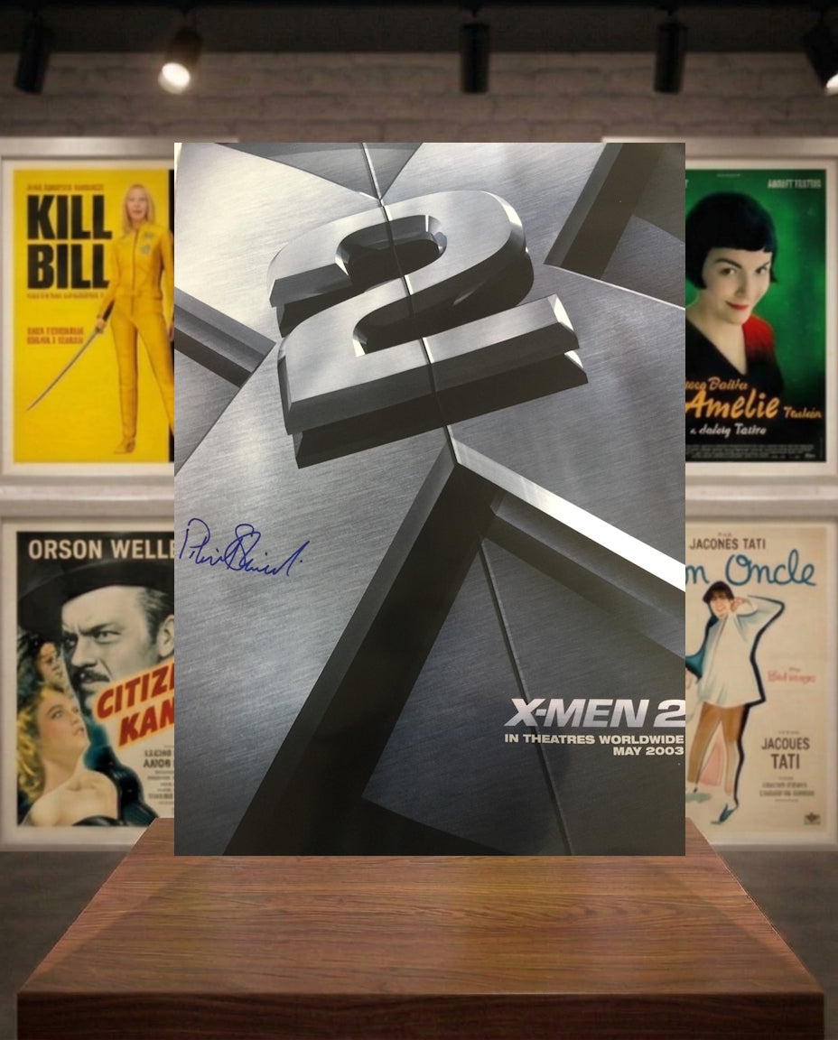 X-MEN 2 poster 101x68 signed by PATRICK STEWART Professor X
