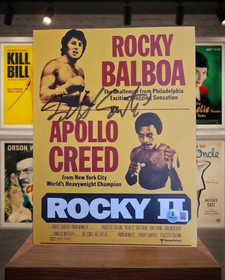 Autographe du compositeur Bill Conti sur affiche du film Rocky 2. Beckett