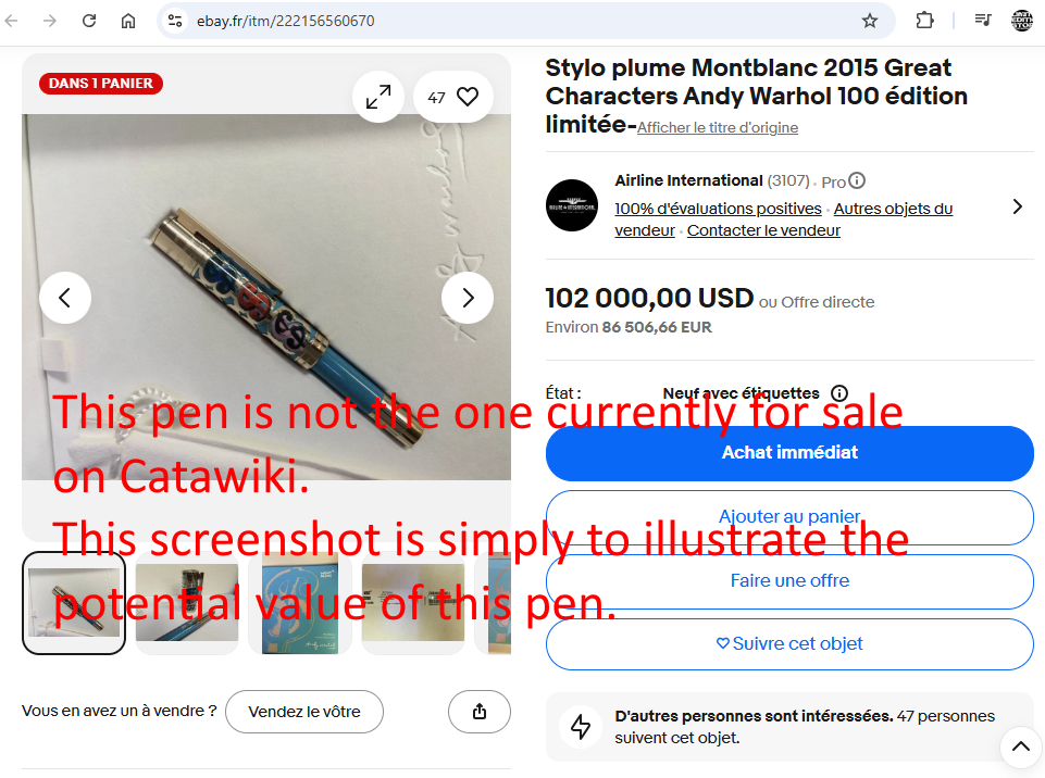 Stylo plume Montblanc Andy Warhol LE 100 Limited Edition