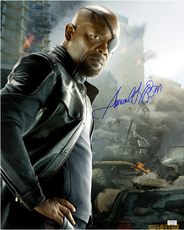 Signature Samuel L. Jackson sur photo 40x50 Nick Fury Avengers