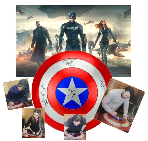 Captain America's shield with 4 autographs