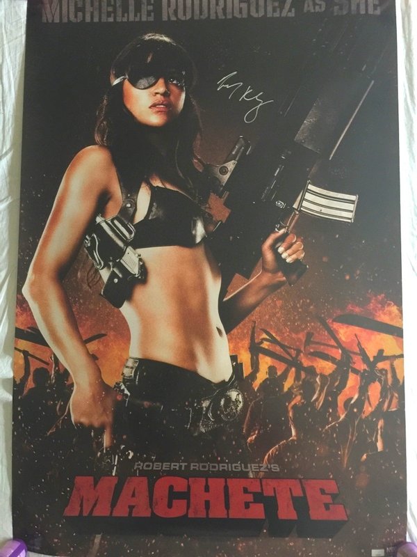 MACHETE movie poster large size 91x61 cm signed by Michelle Rodriguez photo proof and COA