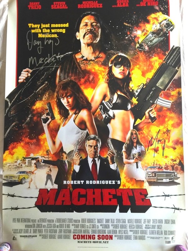 Affiche 101x68 MACHETE signé Danny Trejo et Michelle Rodriguez