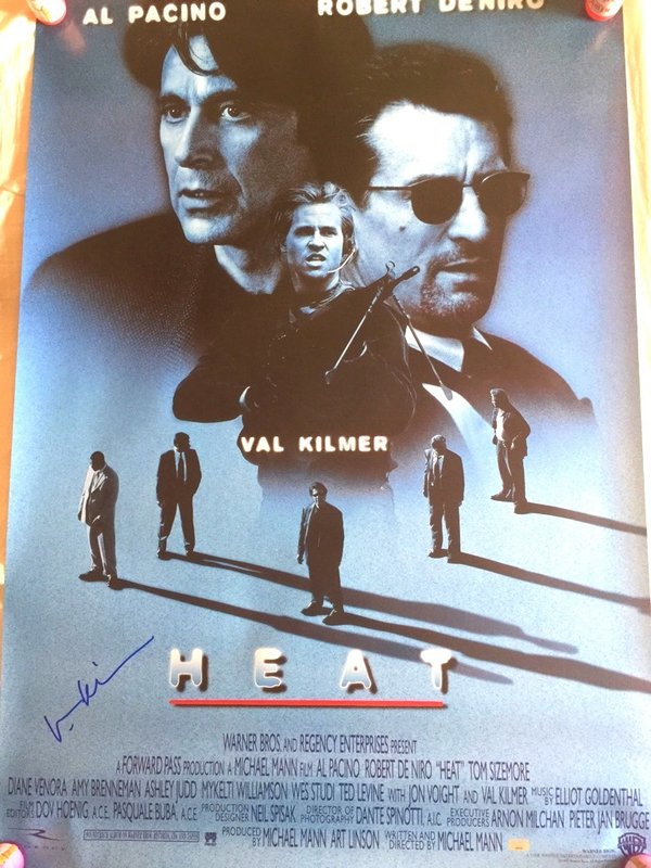Affiche 101x68 HEAT Pacino De Niro signé Val Kilmer