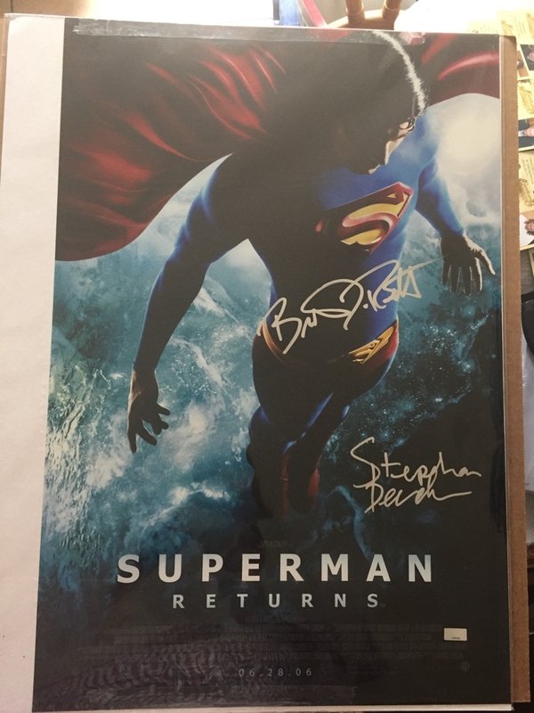 40x60 SUPERMAN RETURNS movie poster signed by Routh and Bender COA